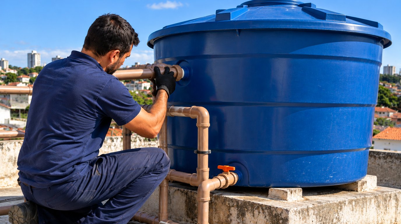 Serviço em caixa d'água em Goiânia‑GO